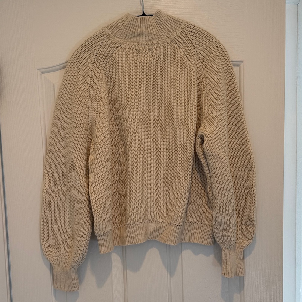 GAP Women's Beige Shaker Stitch Knit Mock neck Sweater - Picture 4 of 7